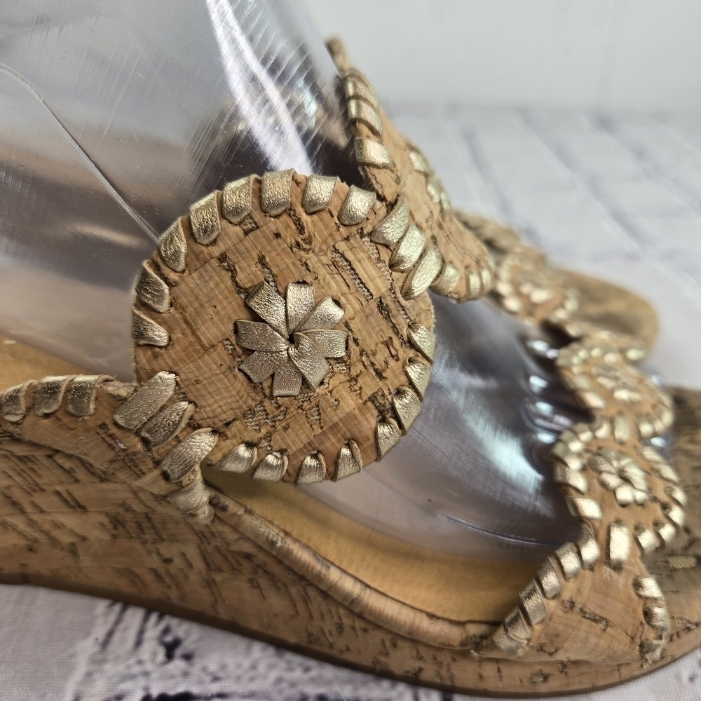 Jack Roger's Lauren cork gold medallion wedge sandals - Picture 10 of 12